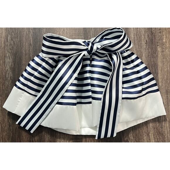 Mama Luma Girls Navy Blue/White Striped Skirt with Self Tie Bow Size 3-4 - Picture 9 of 11